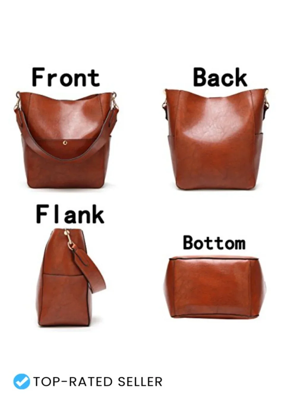 Women's PU Leather Hobo Bucket Bag Shoulder Tote Satchel Handbag Work Bag